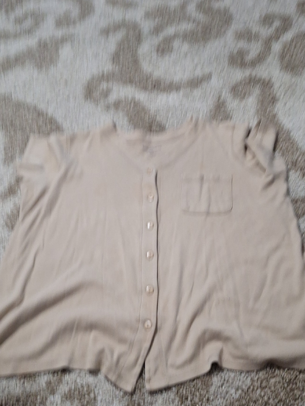 Woman Within Beige Button-Front Short Sleeve Top